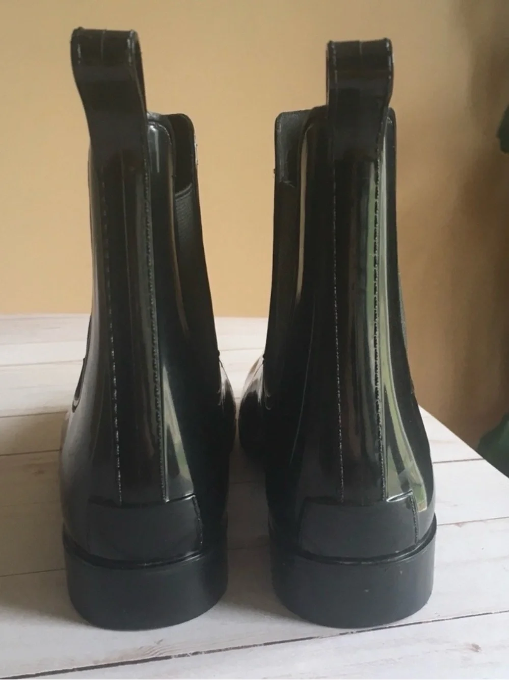 Nautica Women's Chelsea Rain Boots. high-shine black rubber